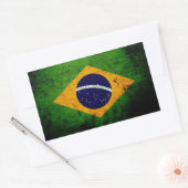 Zwarte Grunge Brazilië Vlag Rechthoekige Sticker (Envelop)