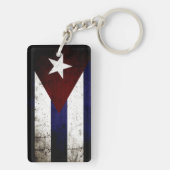 Zwarte Grunge Cuba Vlag Sleutelhanger (achterkant)