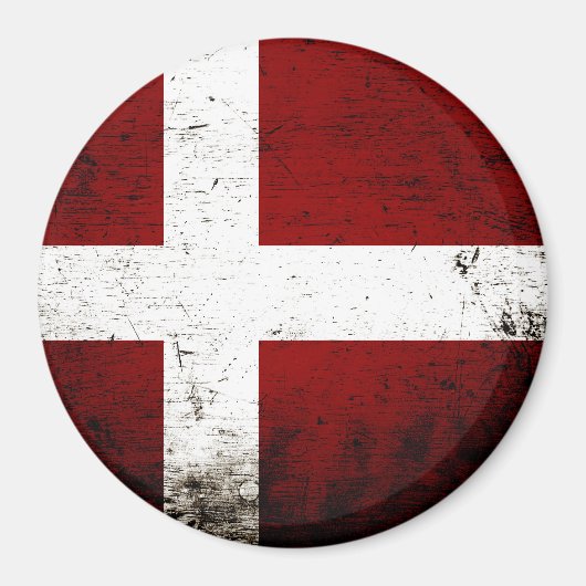 Zwarte Grunge Denemarken Vlag Magneet (Voorkant)