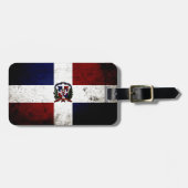 Zwarte Grunge Dominicaanse Republiek Vlag Bagagelabel (Voorkant horizontaal)