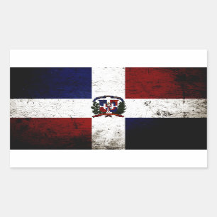Zwarte Grunge Dominicaanse Republiek Vlag Rechthoekige Sticker