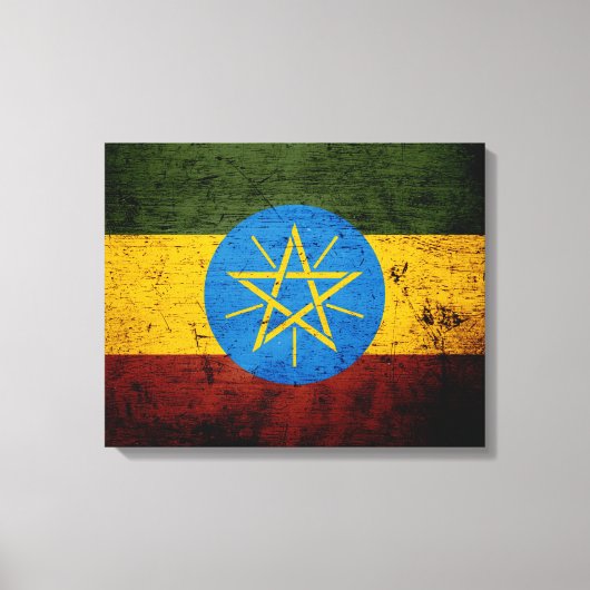 Zwarte Grunge Ethiopische vlag Canvas Afdruk (Voorkant)