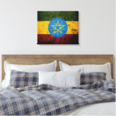 Zwarte Grunge Ethiopische vlag Canvas Afdruk (Insitu (Slaapkamer))
