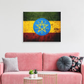 Zwarte Grunge Ethiopische vlag Canvas Afdruk (Insitu (Woonkamer))