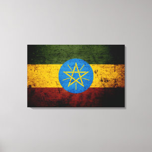 Zwarte Grunge Ethiopische vlag Canvas Afdruk