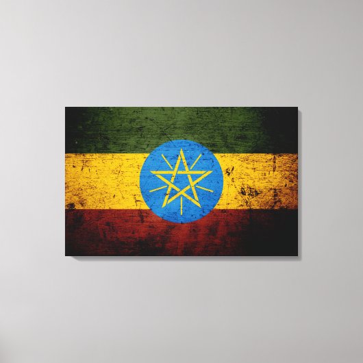 Zwarte Grunge Ethiopische vlag Canvas Afdruk (Voorkant)