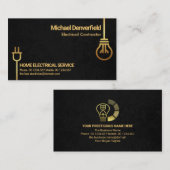 Zwarte Grunge Gold Bulb Power Plug Motif Electrica Visitekaartje (Voorkant / Achterkant)