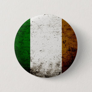 Zwarte Grunge Ierland Vlag Ronde Button 5,7 Cm