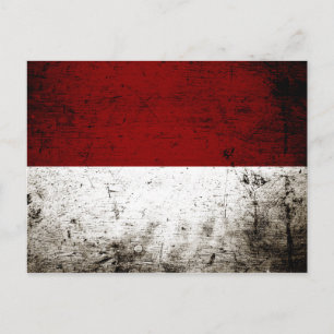 Zwarte Grunge Indonesië Vlag Briefkaart
