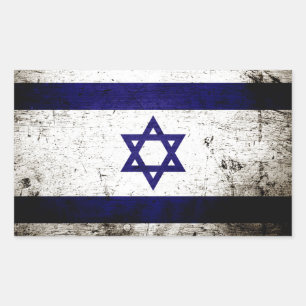 Zwarte Grunge Israël Vlag Rechthoekige Sticker
