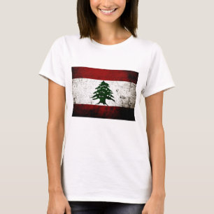 Zwarte Grunge Libanon Vlag T-shirt