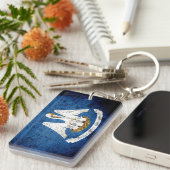 Zwarte Grunge Louisiana staatsvlag Sleutelhanger (Voorkant Rechts)