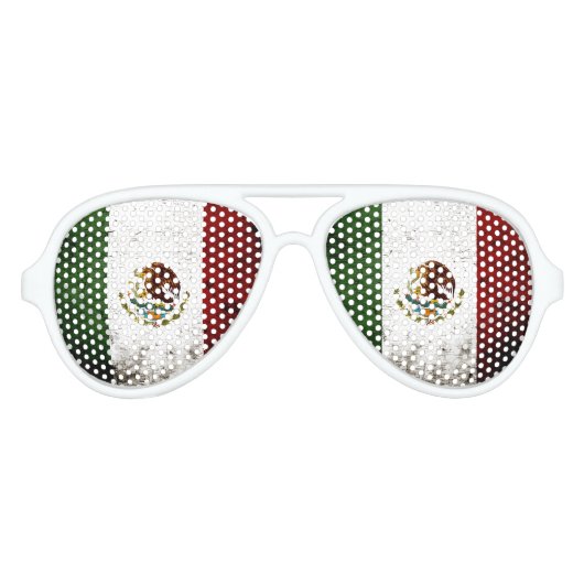 Zwarte Grunge Mexico Vlag Aviator Zonnebril (Voorkant)