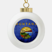 Zwarte Grunge Montana staatsvlag Keramische Bal Ornament (Voorkant)
