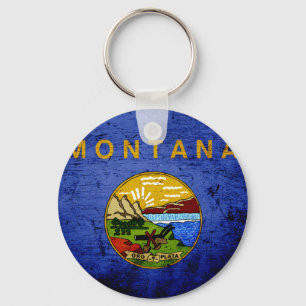 Zwarte Grunge Montana staatsvlag Sleutelhanger