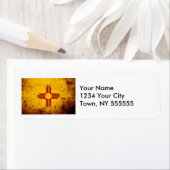 Zwarte Grunge New Mexico Staatsvlag Etiket (Insitu)