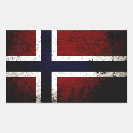 Zwarte Grunge Noorse vlag Rechthoekige Sticker (Voorkant)