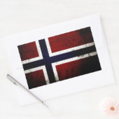 Zwarte Grunge Noorse vlag Rechthoekige Sticker (Envelop)