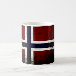 Zwarte Grunge Noorwegen Vlag Koffiemok