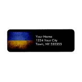 Zwarte Grunge Oekraïense vlag Etiket (Voorkant)