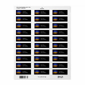 Zwarte Grunge Oekraïense vlag Etiket (Full Sheet)