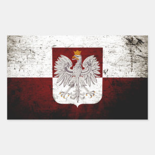Zwarte Grunge Polen Vlag Rechthoekige Sticker