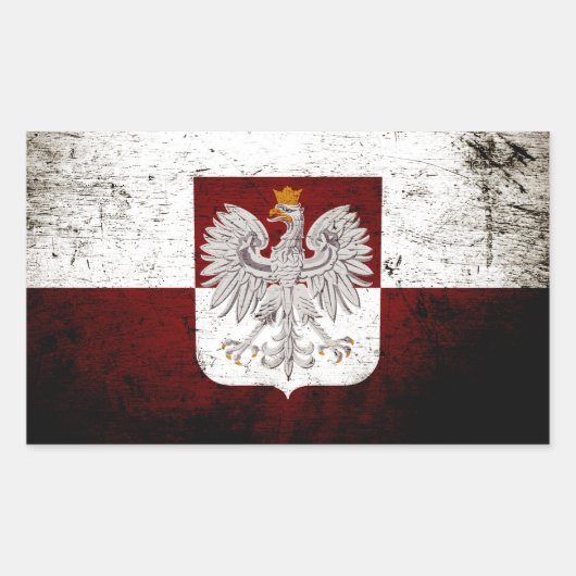 Zwarte Grunge Polen Vlag Rechthoekige Sticker (Voorkant)