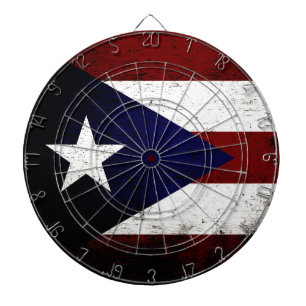Zwarte Grunge Puerto Rico Vlag Dartbord