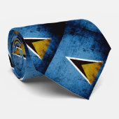 Zwarte Grunge Saint Lucia Vlag Stropdas (Opgerold)