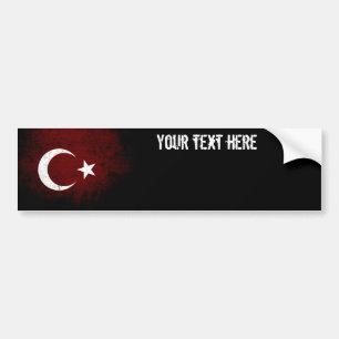 Zwarte Grunge Turkije Vlag Bumpersticker