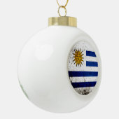 Zwarte Grunge Uruguay-vlag Keramische Bal Ornament (Links)