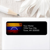 Zwarte Grunge Venezuela Vlag Etiket (Insitu)