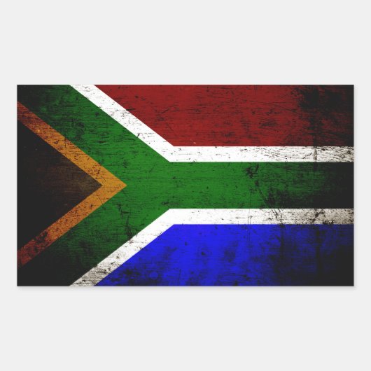 Zwarte Grunge Zuid-Afrika Vlag Rechthoekige Sticker (Voorkant)