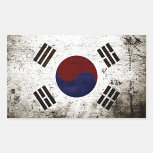 Zwarte Grunge Zuid-Korea Vlag Rechthoekige Sticker