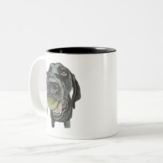 Zwarte GSP tennisbal mok (Voorkant links)