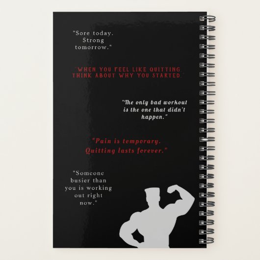 zwarte gym bodybuilding back motivatie citaat planner (Achterkant)