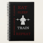 zwarte gym bodybuilding back motivatie citaat planner (Voorkant)