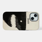 Zwarte haai iPhone 15 case (Achterkant horizontaal)