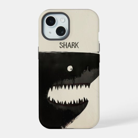 Zwarte haai iPhone 15 case (Achterkant)