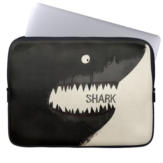 Zwarte haai laptop sleeve (Voorkant)