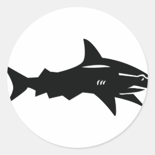 zwarte haai ronde sticker
