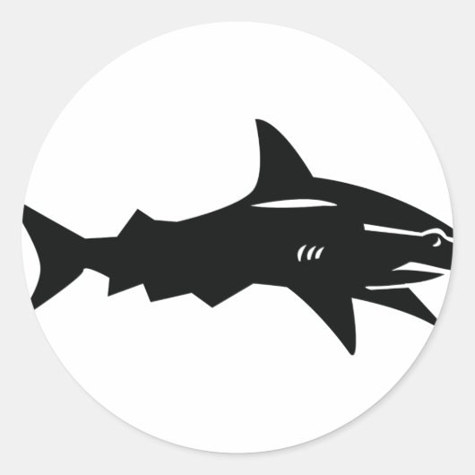 zwarte haai ronde sticker (Voorkant)