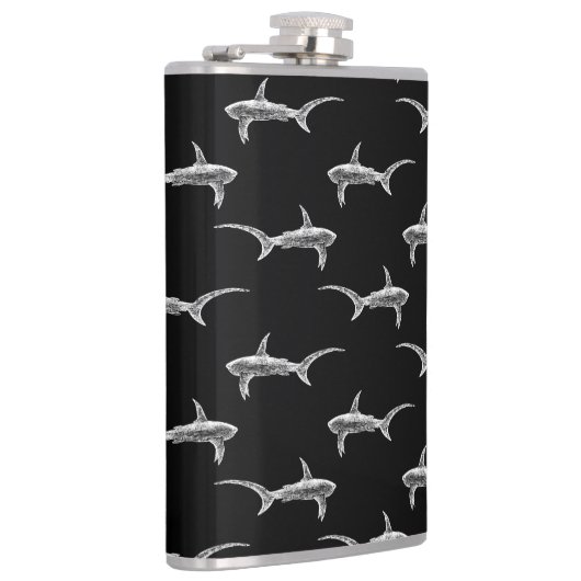Zwarte haaien Ontwerp  Nautical Ocean Art Heupfles (Rechts)