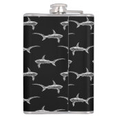 Zwarte haaien Ontwerp  Nautical Ocean Art Heupfles (Achterkant)