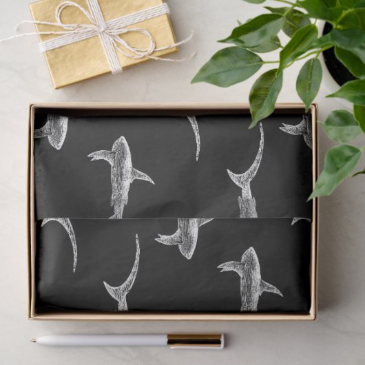 Zwarte haaien Ontwerp Nautical Ocean Art Tissuepapier (Geschenk)