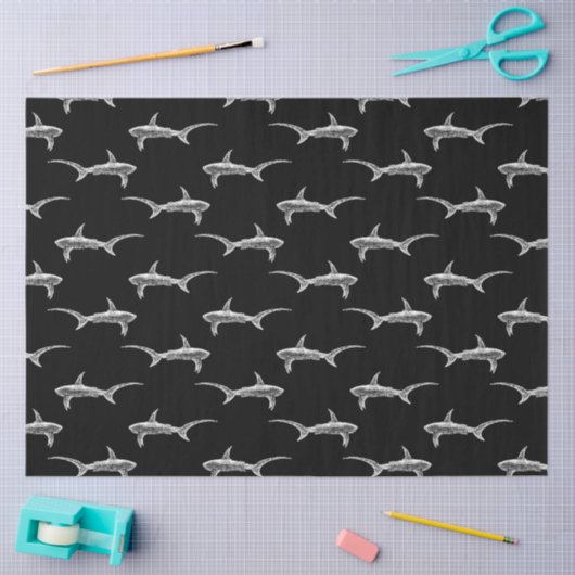 Zwarte haaien Ontwerp Nautical Ocean Art Tissuepapier (Craft)