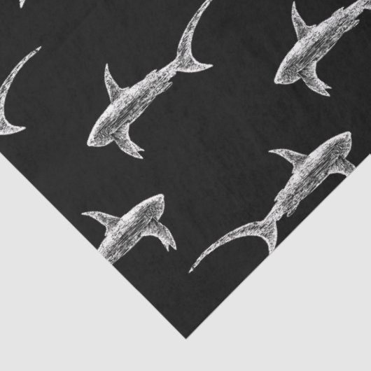 Zwarte haaien Ontwerp Nautical Ocean Art Tissuepapier (Detail)