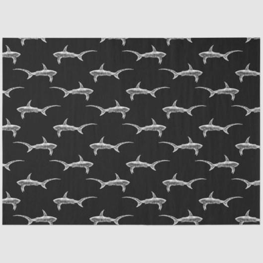 Zwarte haaien Ontwerp Nautical Ocean Art Tissuepapier (Voorkant)