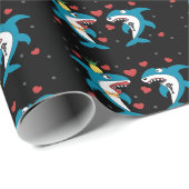 Zwarte Haaienpatroon Cadeaupapier (Rol Hoek)