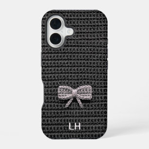 Zwarte Haaksteek Boog Garens Aangepaste Naam iPhone 16 Hoesje